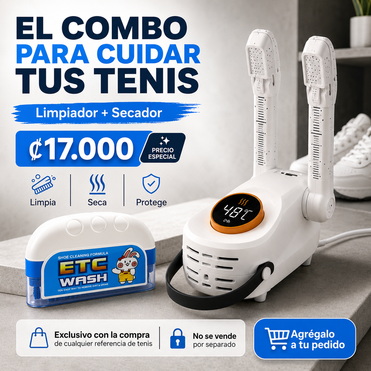 SECADOR DE TENIS ELECTTRICO + CEPILLO LIMPIADOR DE TENIS